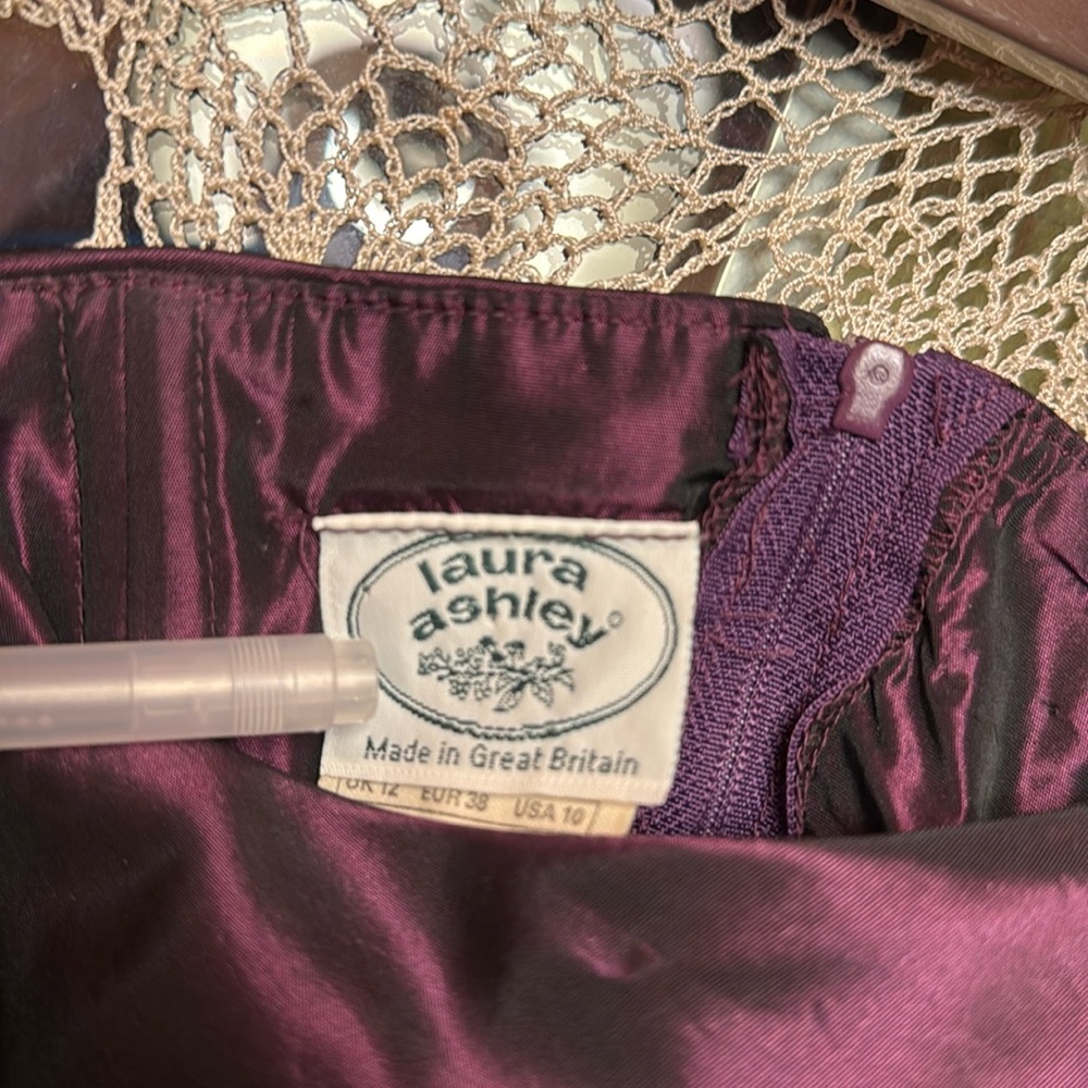 Laura Ashley Strapless Gown Purple Iridescent Chiffon Taffeta Long Dress VINTAGE